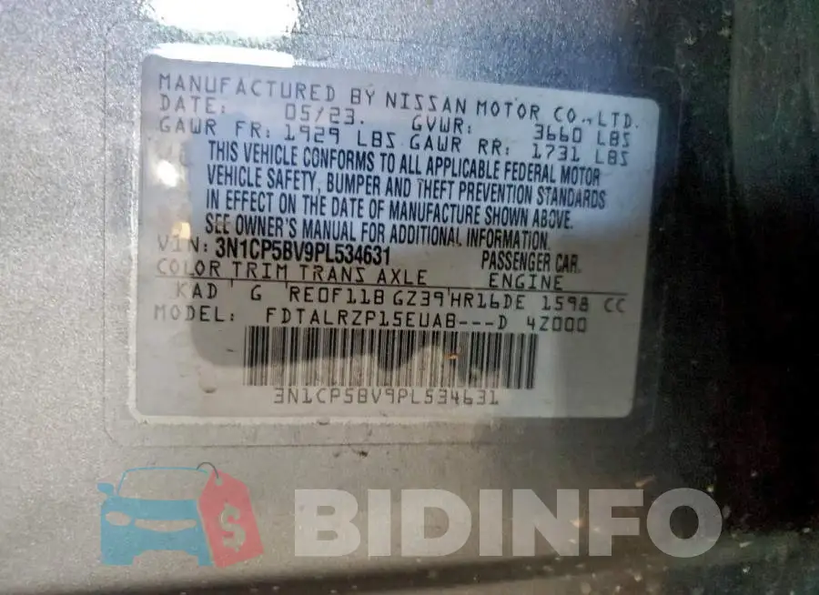3N1CP5BV9PL534631 Photo# 12