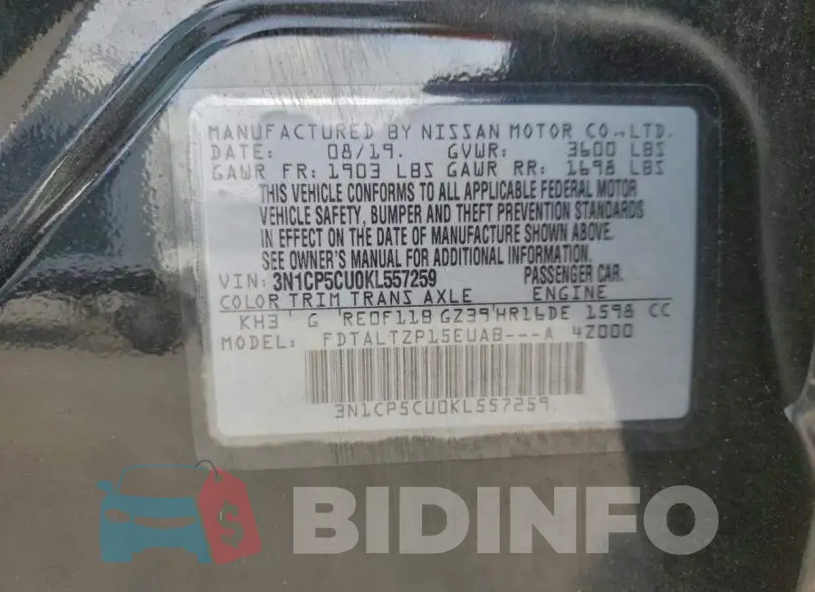 3N1CP5CU0KL557259 Photo# 13