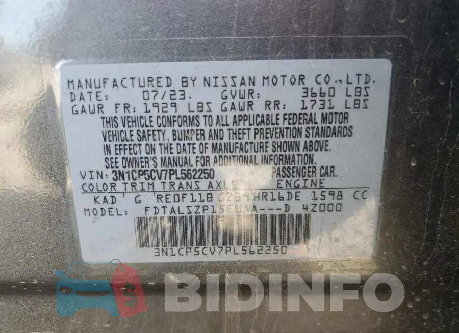 3N1CP5CV7PL562250 Photo# 14