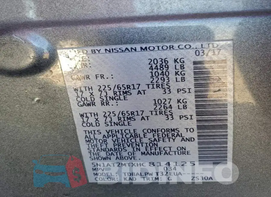 5N1AT2MTXHC814125 Photo# 14