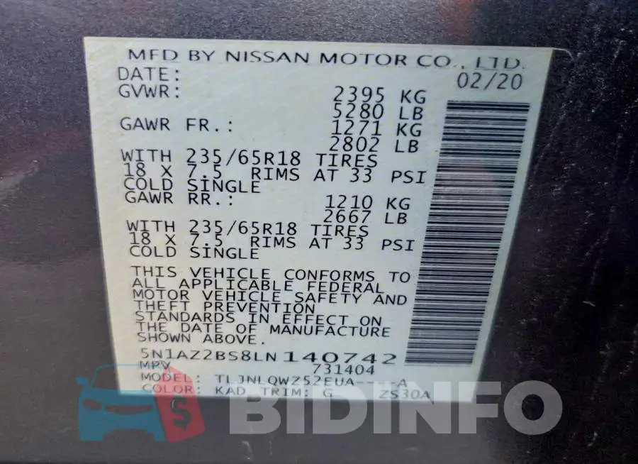 5N1AZ2BS8LN140742 Photo# 13