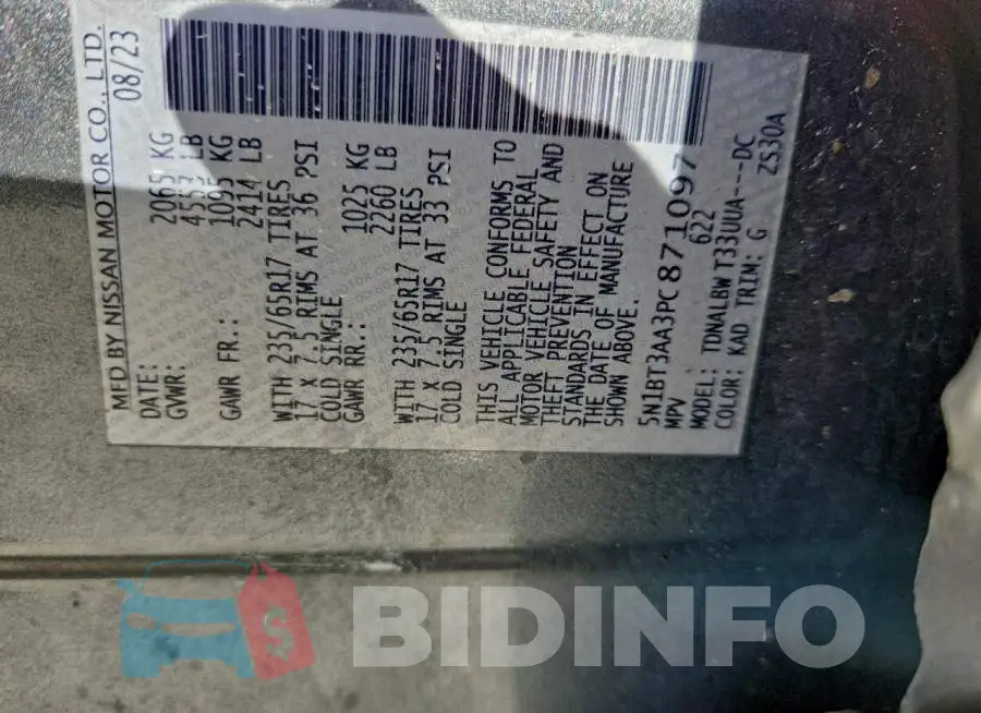 5N1BT3AA3PC871097 Photo# 12