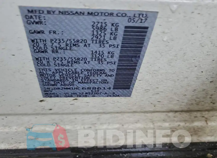 5N1DR2MM1HC688614 Photo# 13