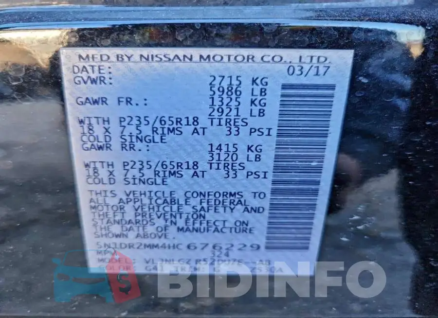 5N1DR2MM4HC676229 Photo# 13
