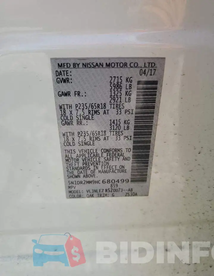5N1DR2MM9HC680499 Photo# 12