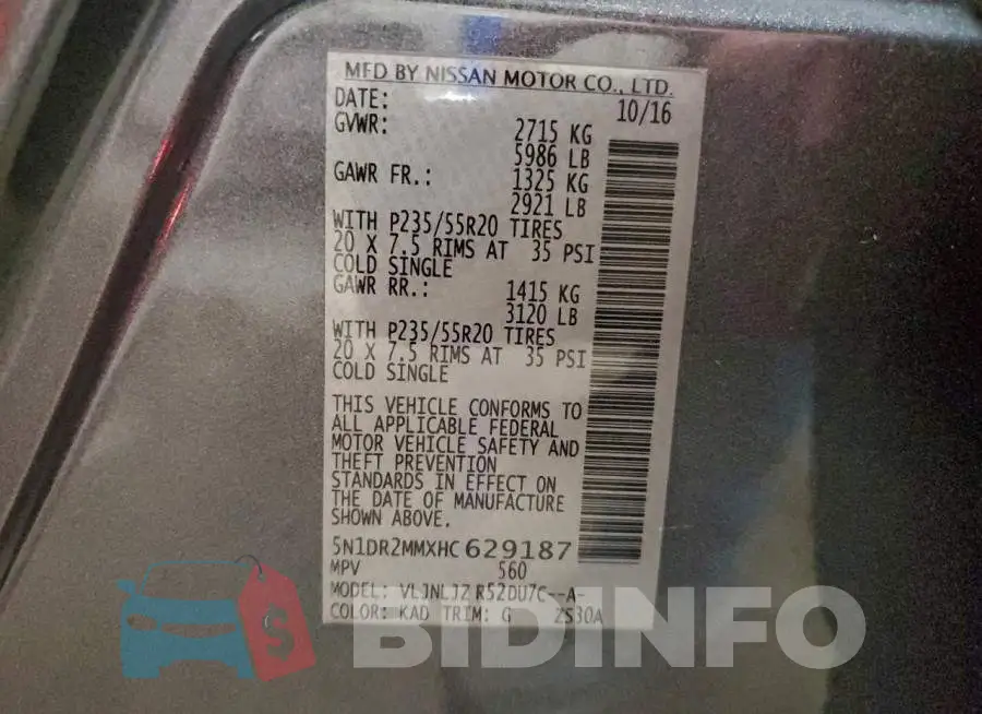 5N1DR2MMXHC629187 Photo# 13