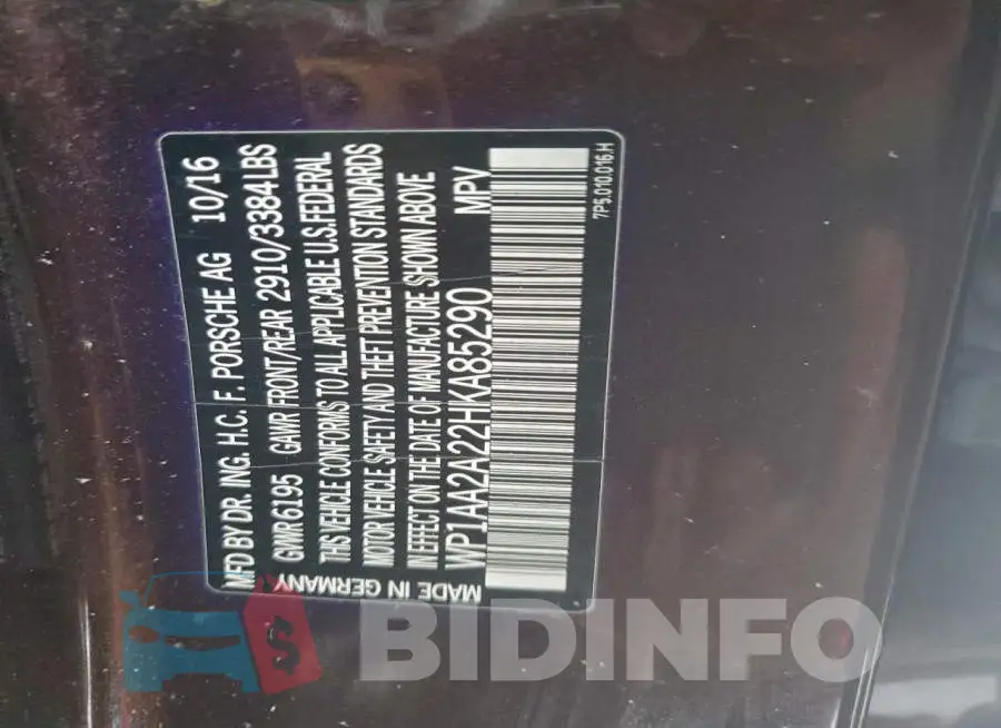 WP1AA2A22HKA85290 Photo# 13