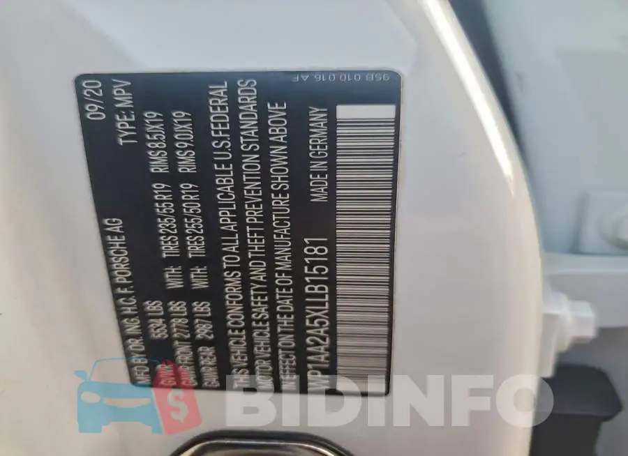 WP1AA2A5XLLB15181 Photo# 13
