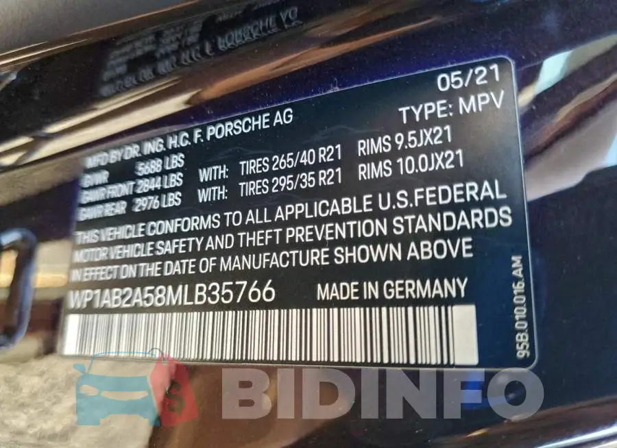WP1AB2A58MLB35766 Photo# 14