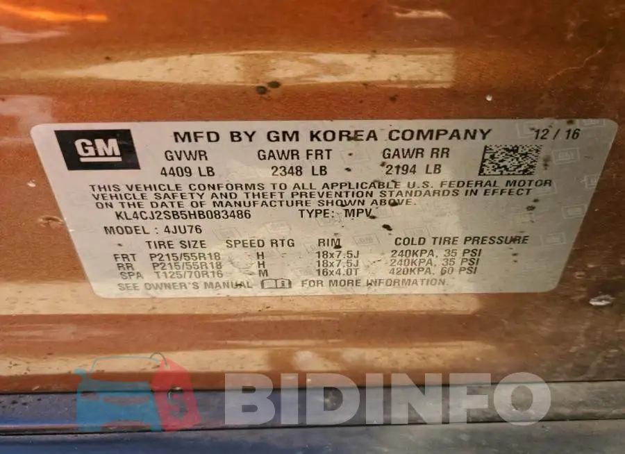 KL4CJ2SB5HB083486 Photo# 13