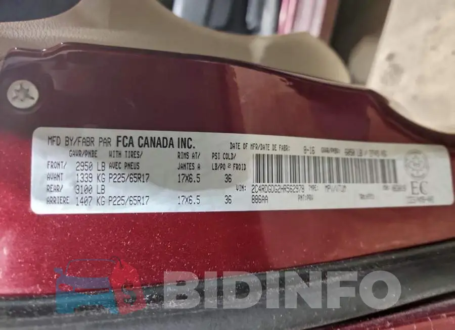 2C4RDGDG2HR562978 Photo# 14