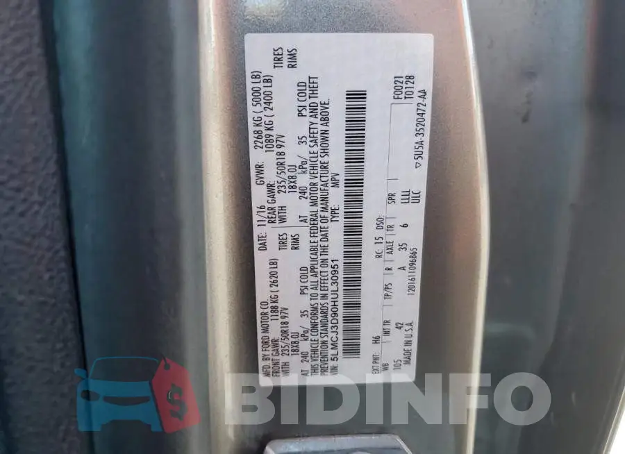 5LMCJ3D90HUL30951 Photo# 13