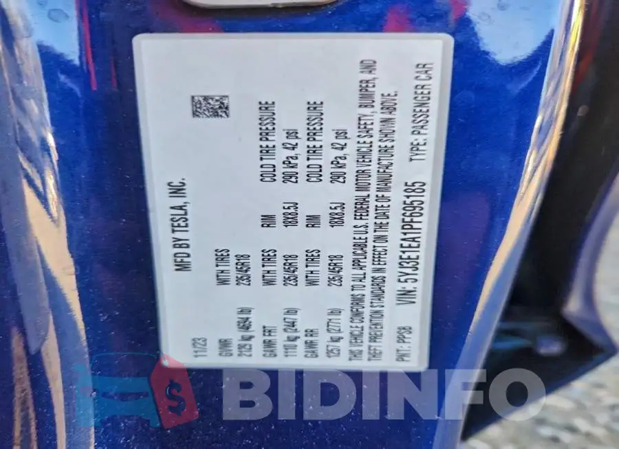 5YJ3E1EA1PF695185 Photo# 12