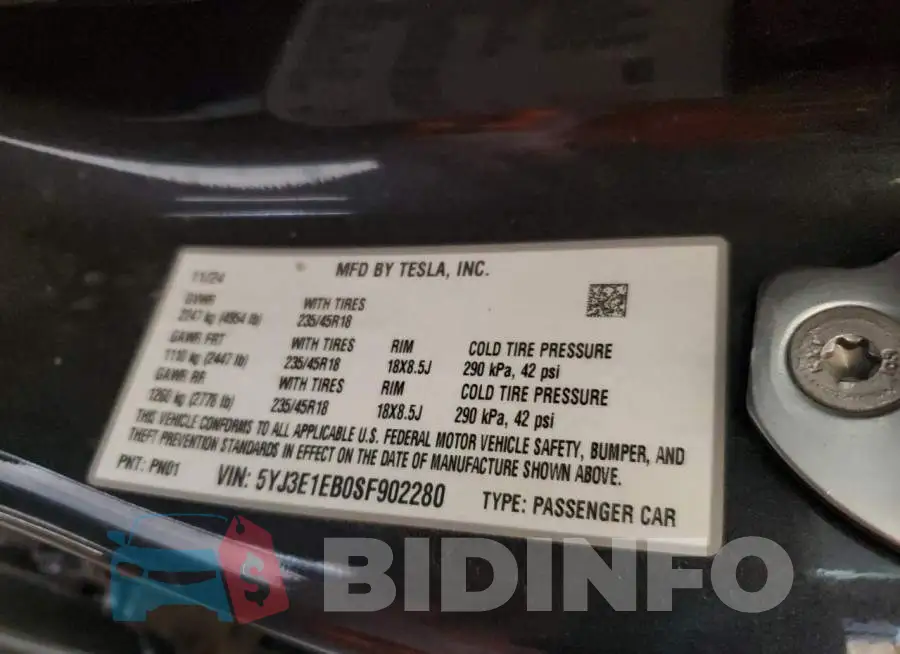 5YJ3E1EB0SF902280 Photo# 12