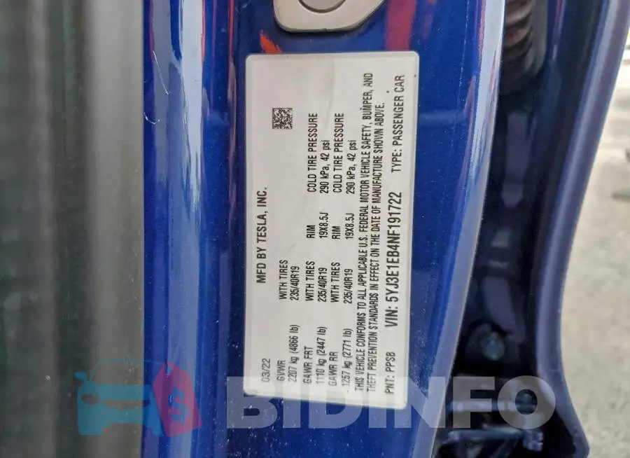 5YJ3E1EB4NF191722 Photo# 12