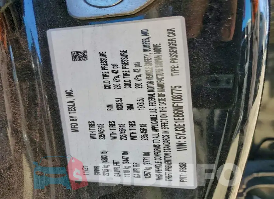 5YJ3E1EB6NF108775 Photo# 12