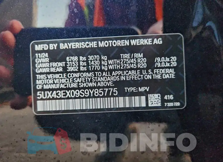 5UX43EX09S9Y85775 Photo# 14