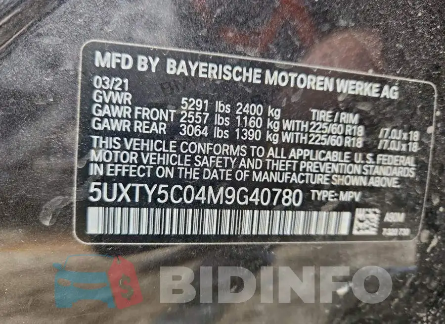 5UXTY5C04M9G40780 Photo# 13