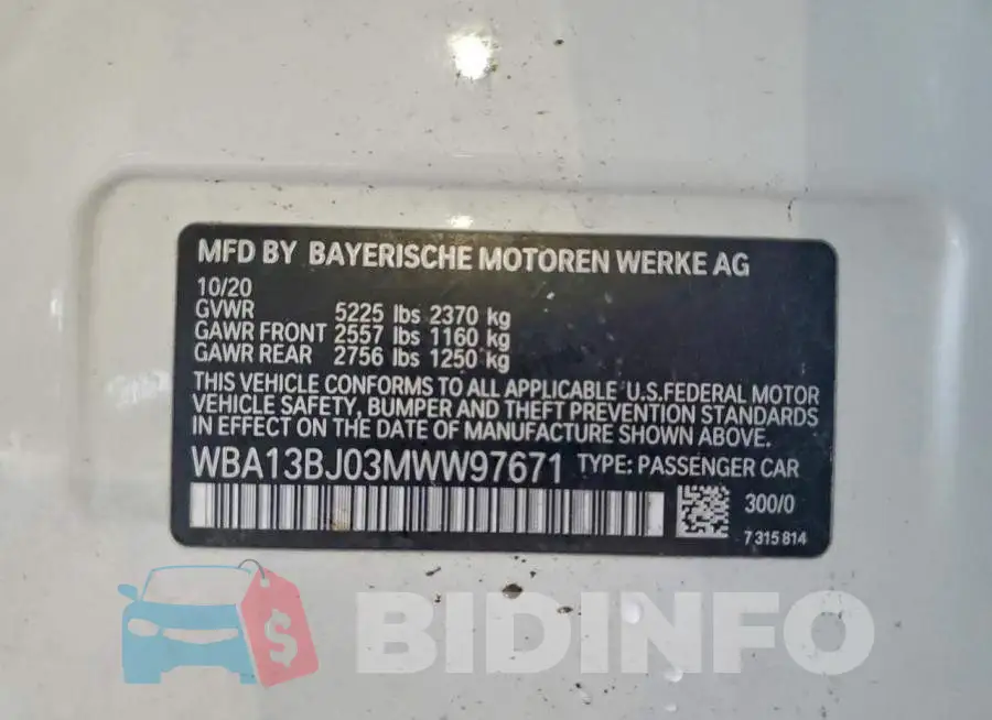 WBA13BJ03MWW97671 Photo# 12