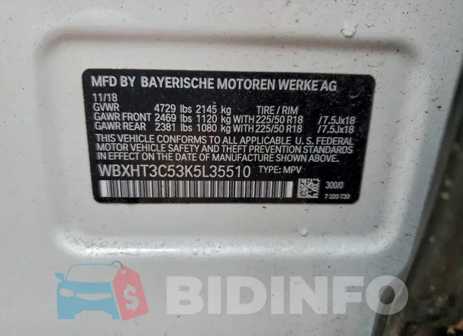 WBXHT3C53K5L35510 Photo# 13