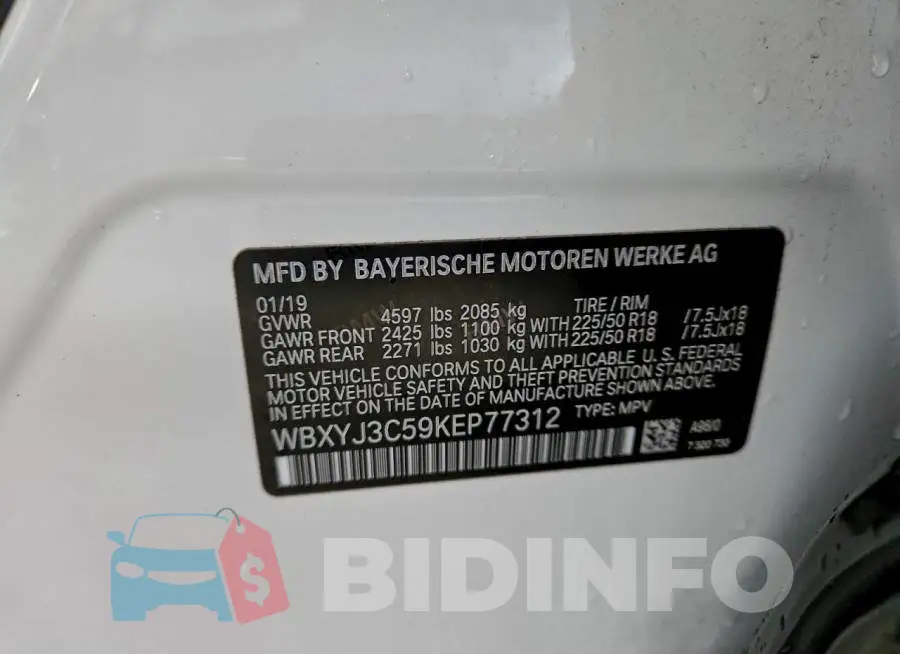 WBXYJ3C59KEP77312 Photo# 13