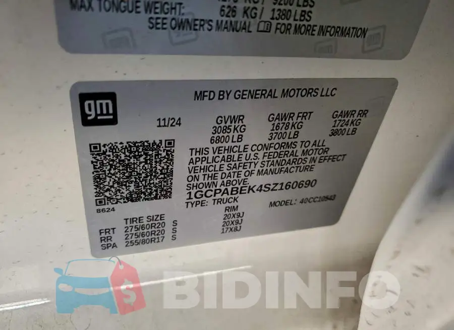 1GCPABEK4SZ160690 Photo# 12