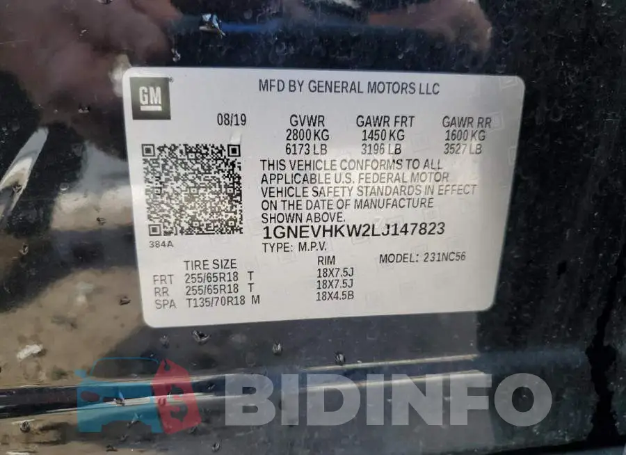 1GNEVHKW2LJ147823 Photo# 13