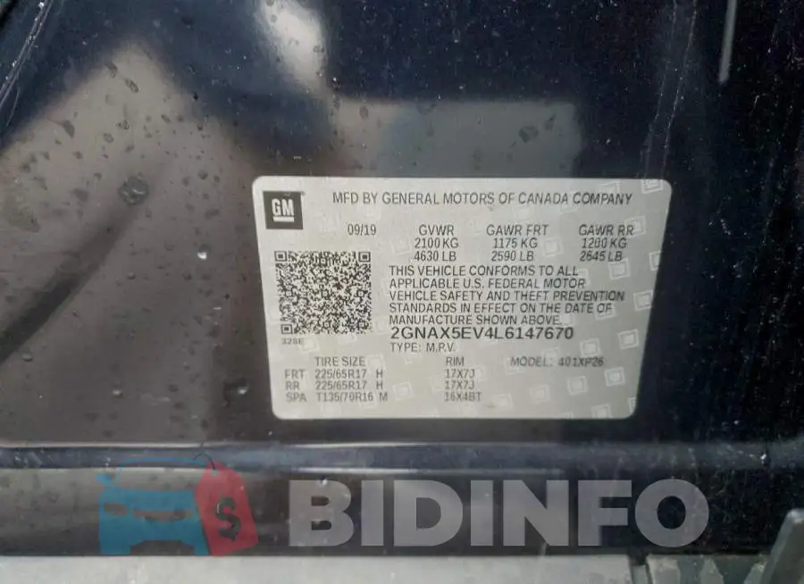 2GNAX5EV4L6147670 Photo# 13