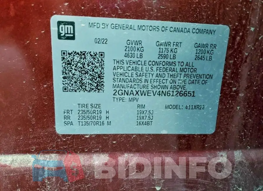 2GNAXWEV4N6126651 Photo# 13