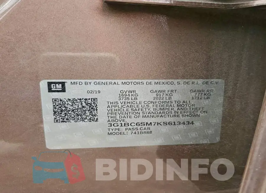 3G1BC6SM7KS613434 Photo# 12