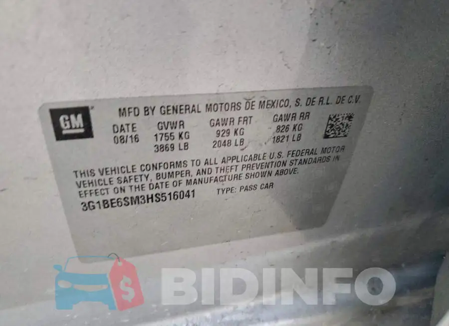 3G1BE6SM3HS516041 Photo# 12