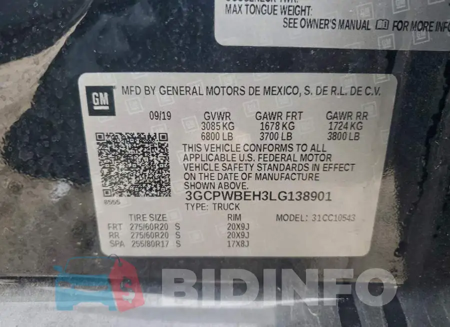 3GCPWBEH3LG138901 Photo# 12