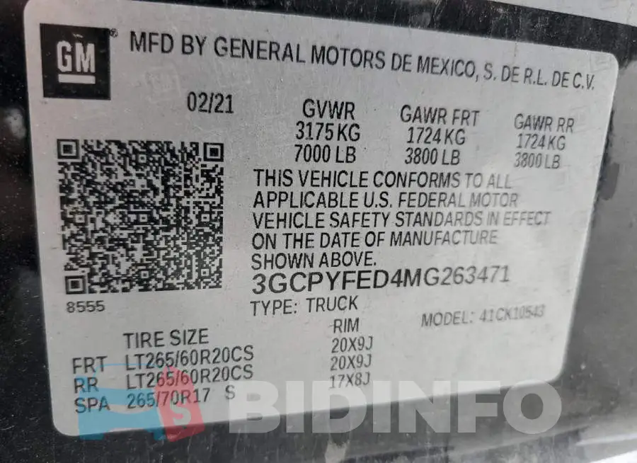 3GCPYFED4MG263471 Photo# 12