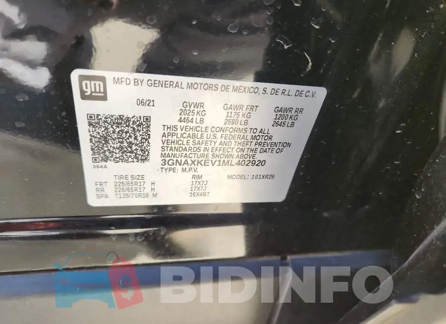 3GNAXKEV1ML402920 Photo# 14