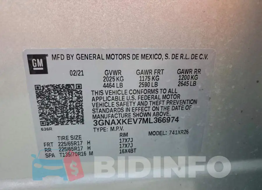 3GNAXKEV7ML366974 Photo# 13