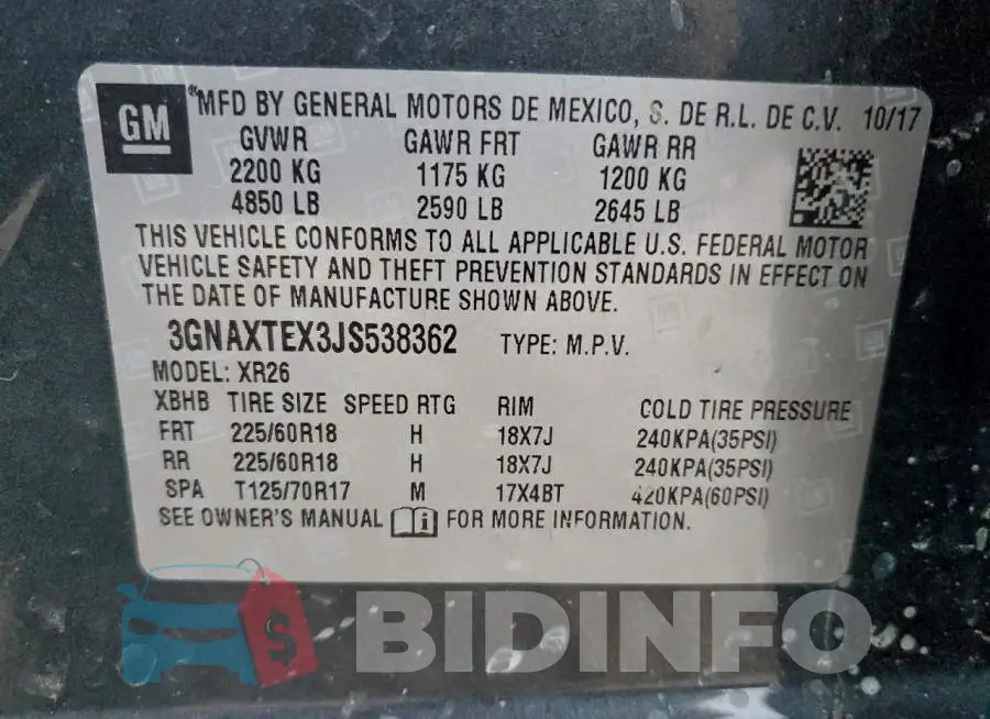 3GNAXTEX3JS538362 Photo# 14