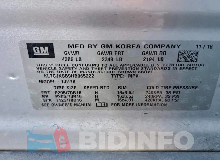 KL7CJKSB9HB065222 Photo# 13