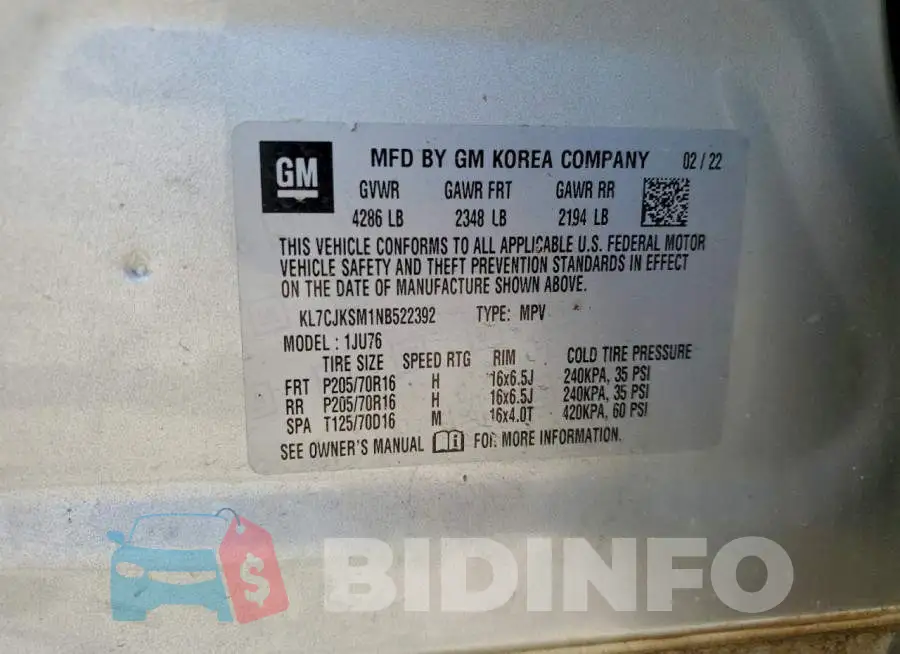 KL7CJKSM1NB522392 Photo# 14