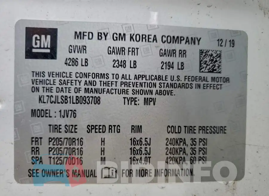 KL7CJLSB1LB093708 Photo# 14