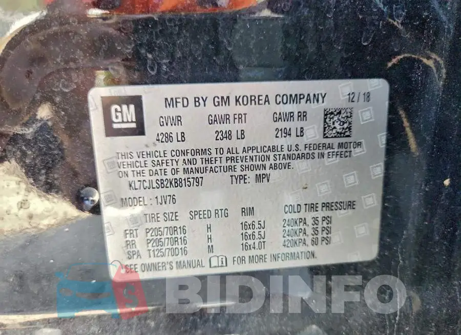 KL7CJLSB2KB815797 Photo# 14