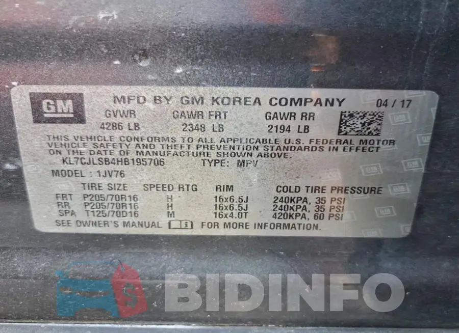 KL7CJLSB4HB195706 Photo# 13