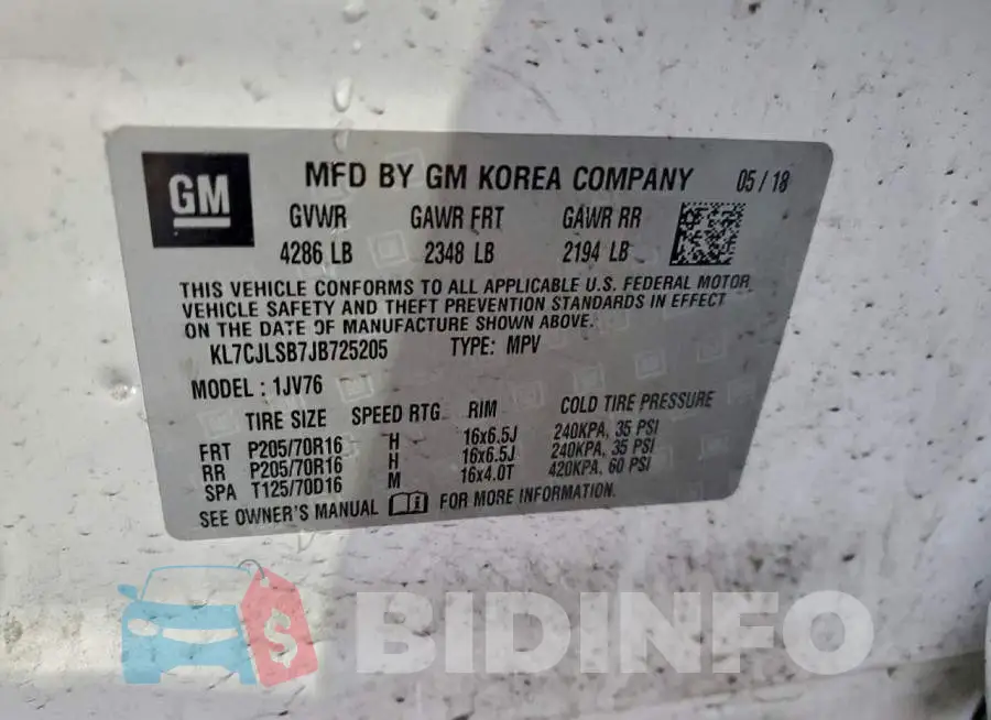 KL7CJLSB7JB725205 Photo# 12