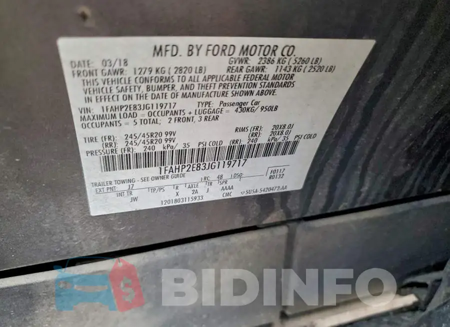 1FAHP2E83JG119717 Photo# 12