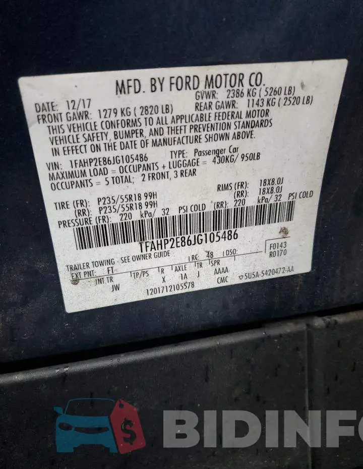 1FAHP2E86JG105486 Photo# 13