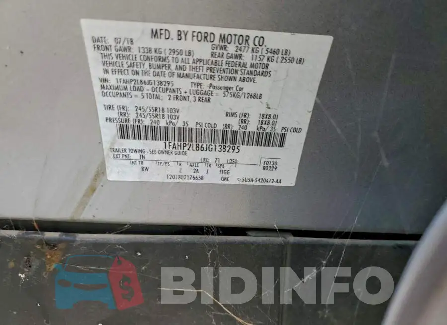 1FAHP2L86JG138295 Photo# 12