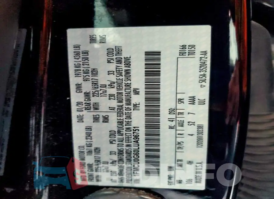 1FMCU0G60LUA96751 Photo# 13