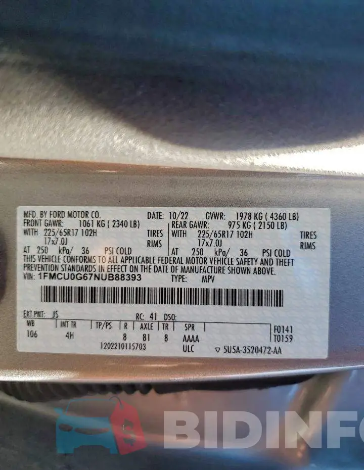 1FMCU0G67NUB88393 Photo# 13