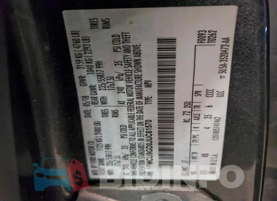 1FMCU9GD0JUC61570 Photo# 12