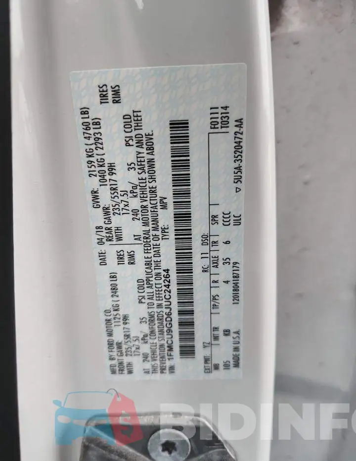1FMCU9GD6JUC24264 Photo# 13