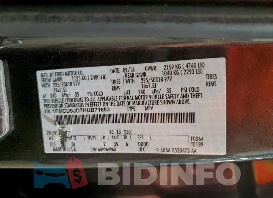 1FMCU9JD7HUB71853 Photo# 13